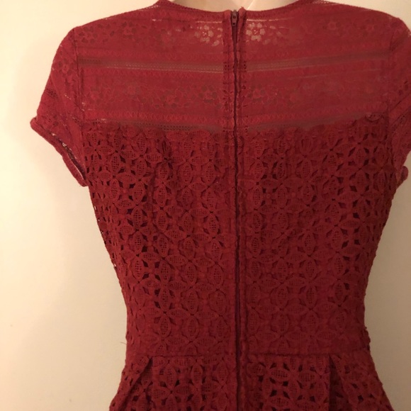 Francesca's Red Lace Fit & Flare Dress Size Small - Picture 9 of 11